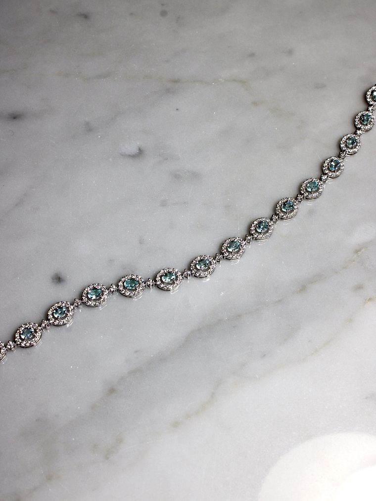 Maravilloso Brazalete Turmalina Paraíba y Diamantes en Platino 6