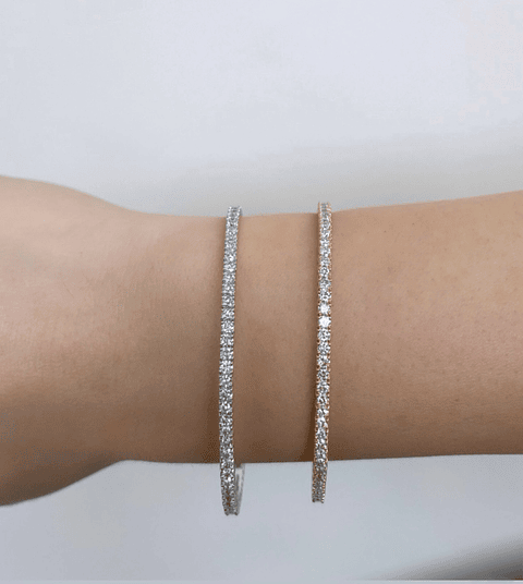 Maravillosa Esclava Flexible Irrompible Diamantes en Oro Blanco 18K