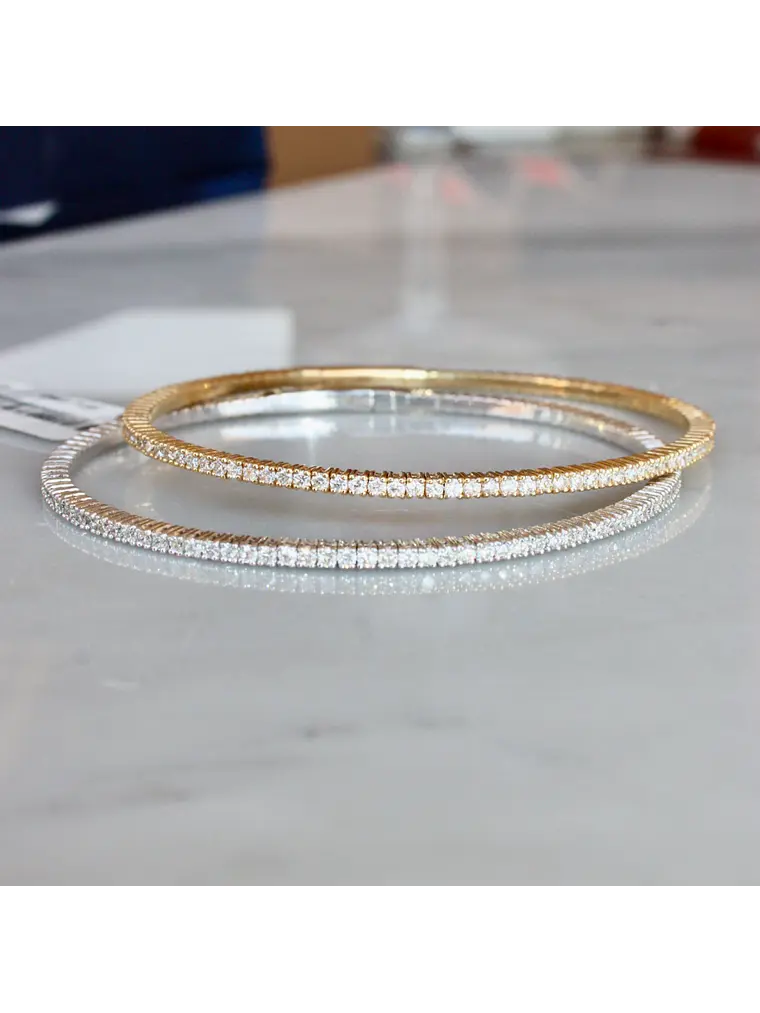 Maravillosa Esclava Flexible Irrompible Diamantes en Oro Blanco 18K 3
