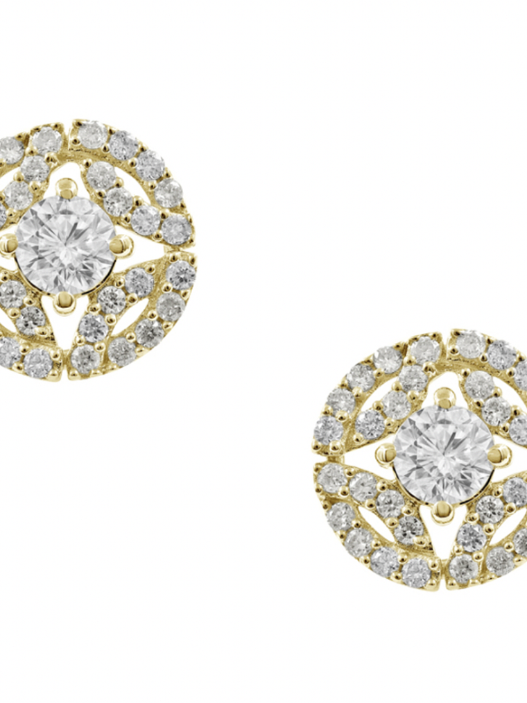 Aros Diamantes Redondos en Oro Amarillo18K 1