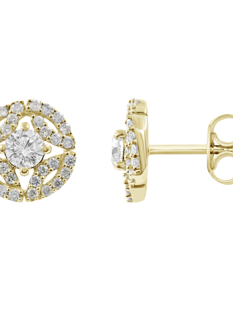 Aros Diamantes Redondos en Oro Amarillo18K 4