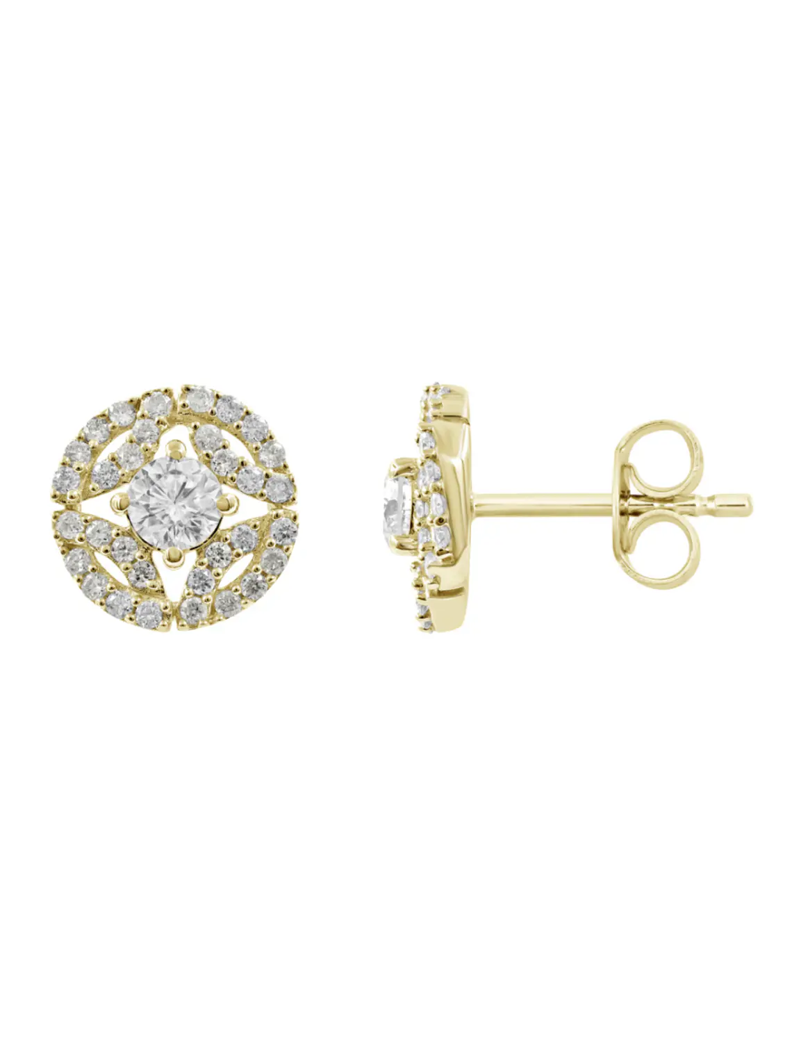 Aros Diamantes Redondos en Oro Amarillo18K 2