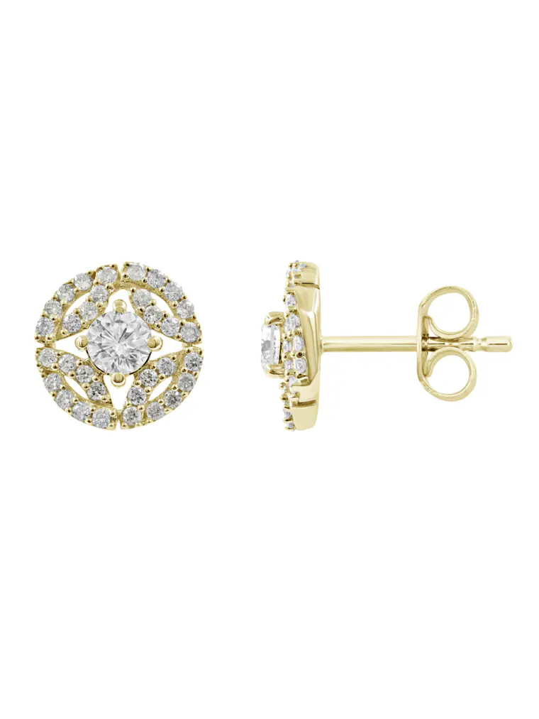 Aros Diamantes Redondos en Oro Amarillo18K 2