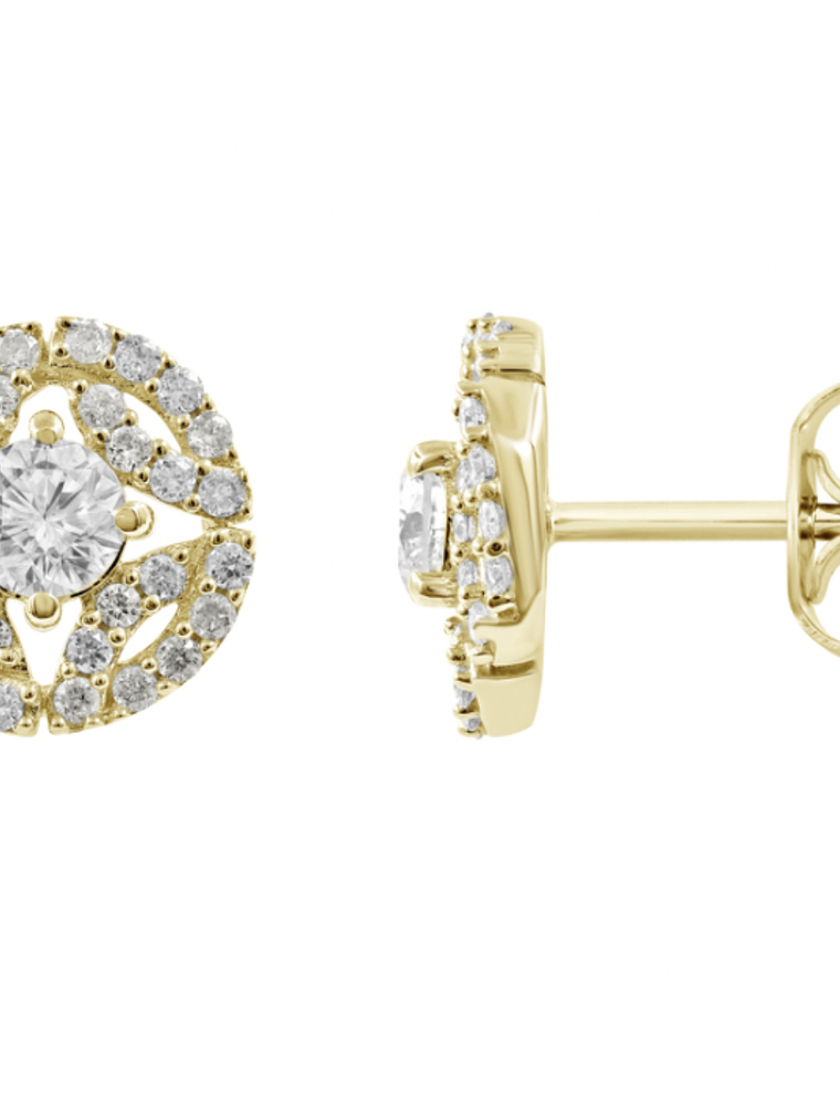 Aros Diamantes Redondos en Oro Amarillo18K 2