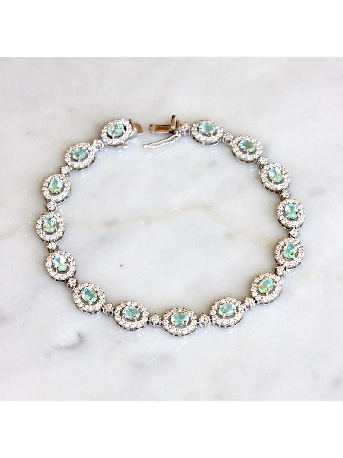 Maravilloso Brazalete Turmalina Paraíba y Diamantes en Platino 1