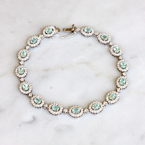 Maravilloso Brazalete Turmalina Paraíba y Diamantes en Platino