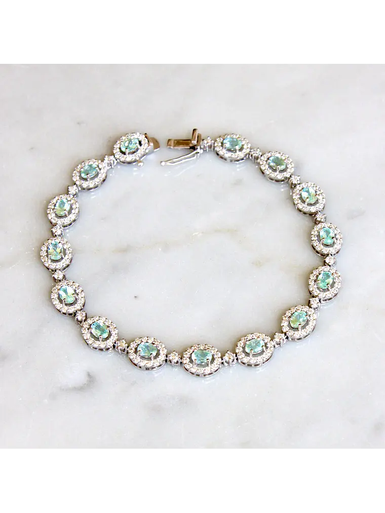 Maravilloso Brazalete Turmalina Paraíba y Diamantes en Platino 1