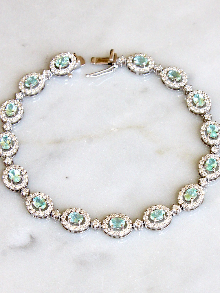 Maravilloso Brazalete Turmalina Paraíba y Diamantes en Platino 1