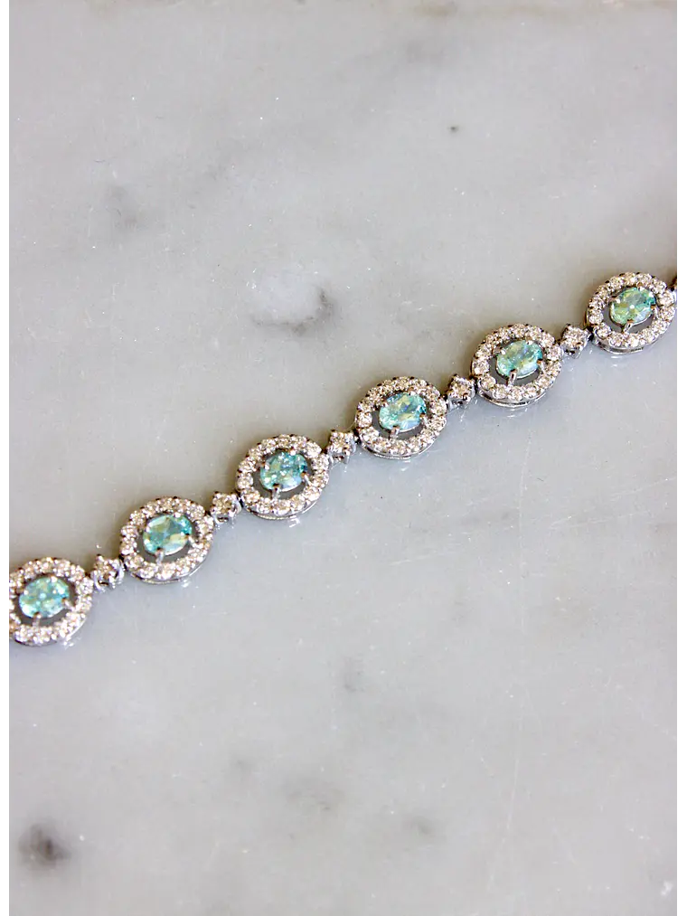Maravilloso Brazalete Turmalina Paraíba y Diamantes en Platino 7