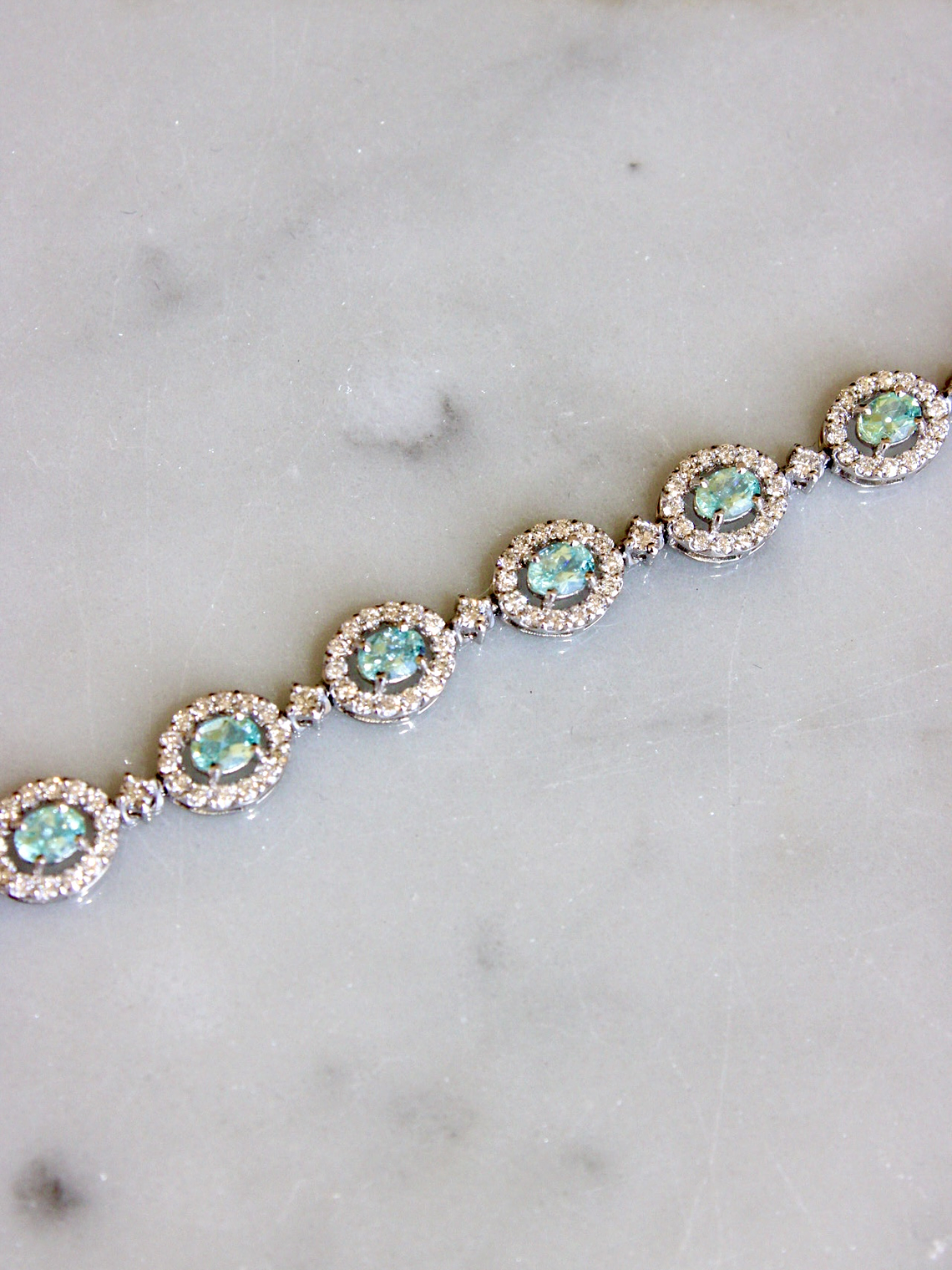 Maravilloso Brazalete Turmalina Paraíba y Diamantes en Platino 7