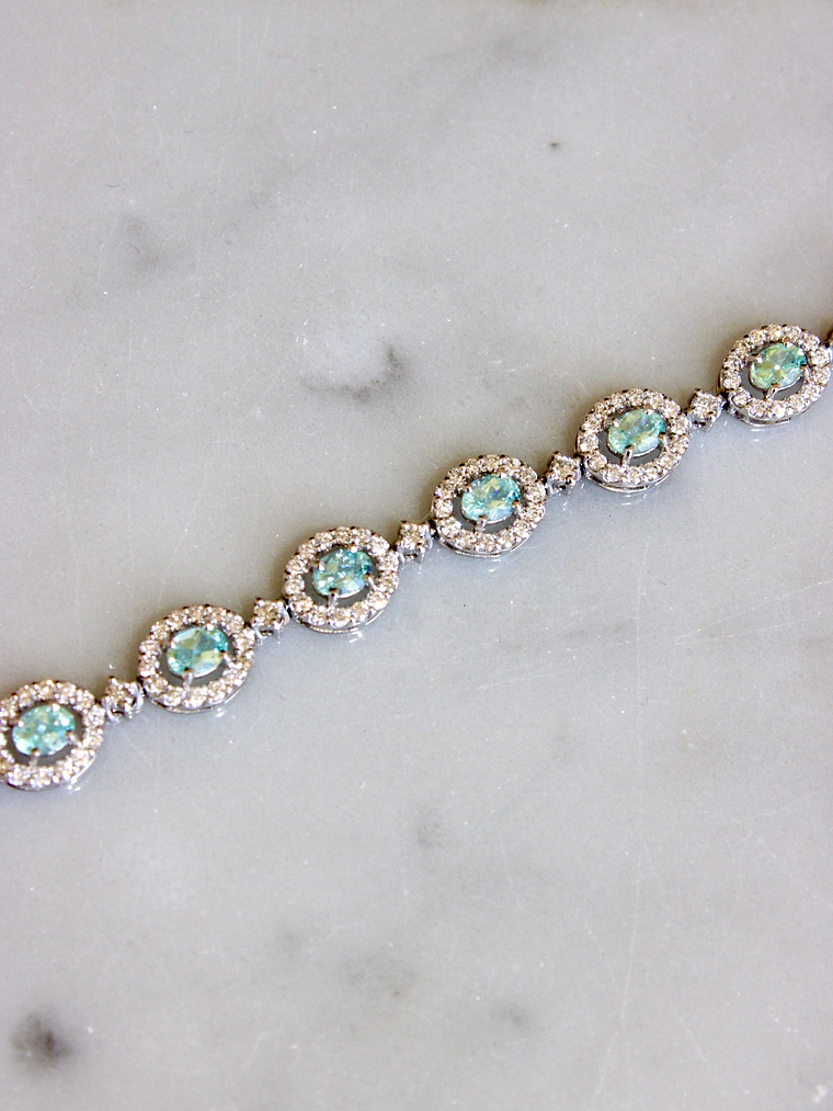 Maravilloso Brazalete Turmalina Paraíba y Diamantes en Platino 7