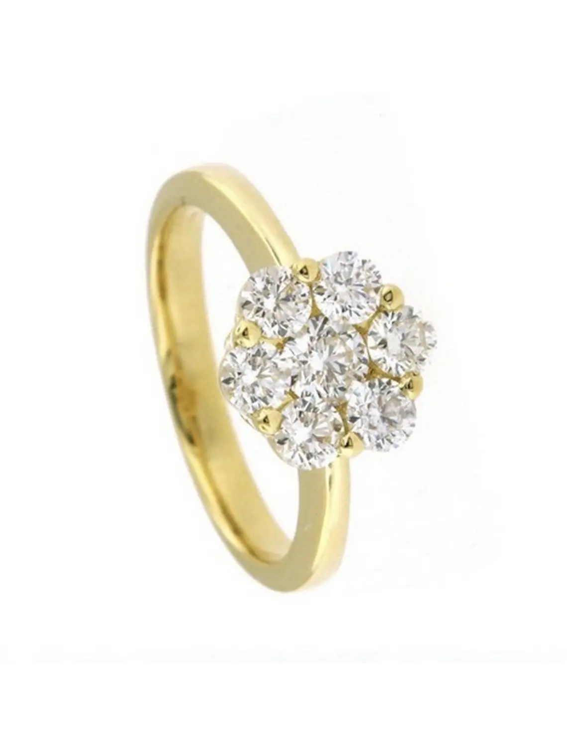 Precioso Anillo Maxi Roseta 1.0 Ct Diamantes y Oro Amarillo 18K 1