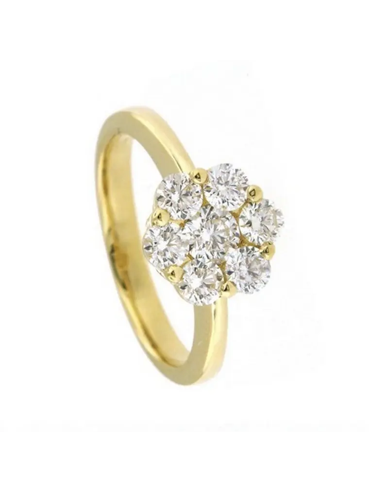 Precioso Anillo Maxi Roseta 1.0 Ct Diamantes y Oro Amarillo 18K 1