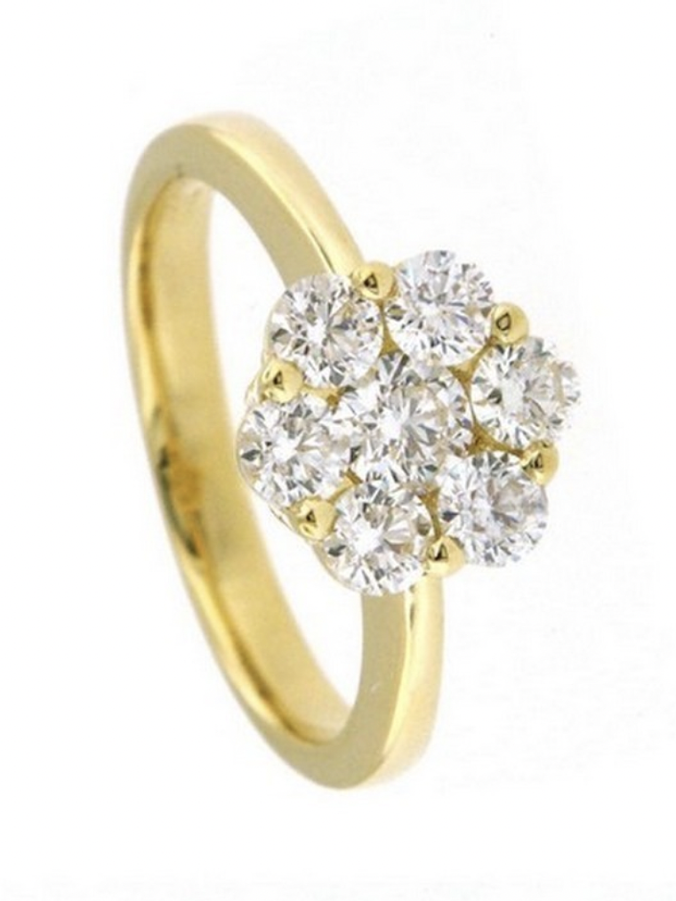 Precioso Anillo Maxi Roseta 1.0 Ct Diamantes y Oro Amarillo 18K 1