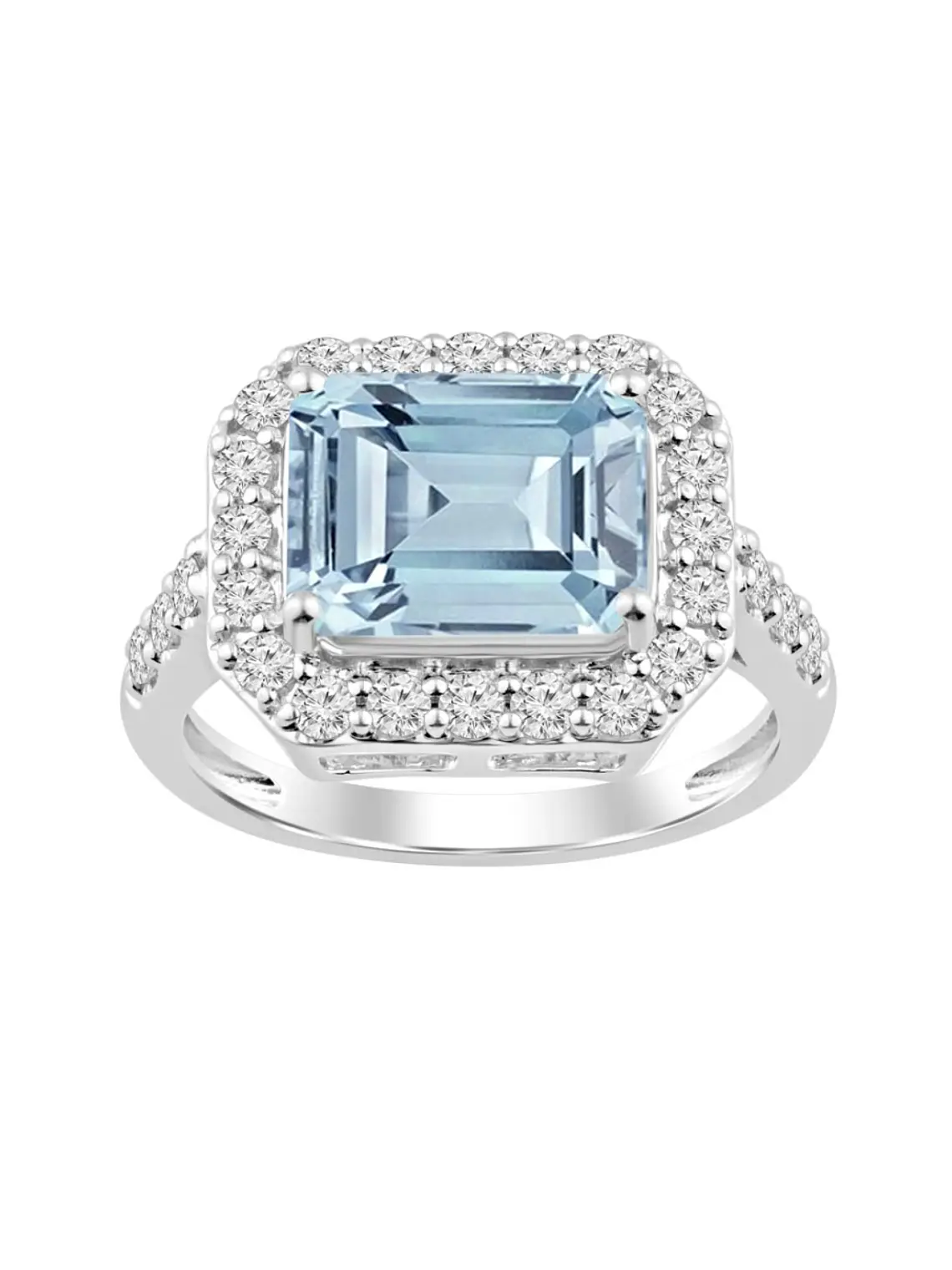 Gran Maxi Anillo Aguamarina y Diamantes en Platino 1