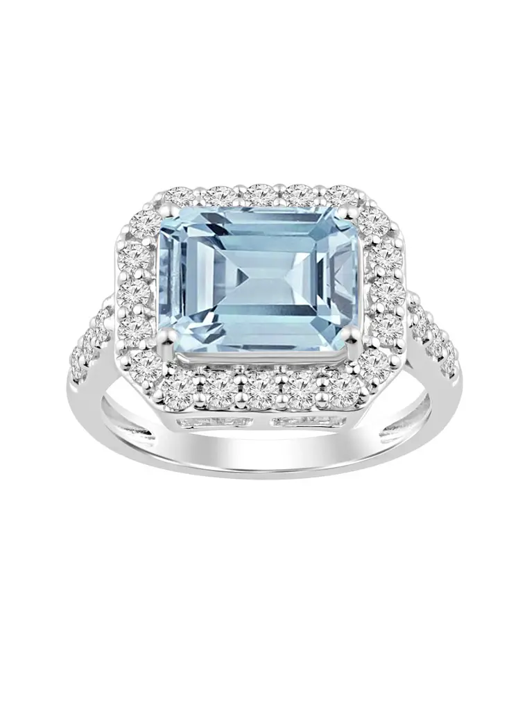 Gran Maxi Anillo Aguamarina y Diamantes en Platino 1