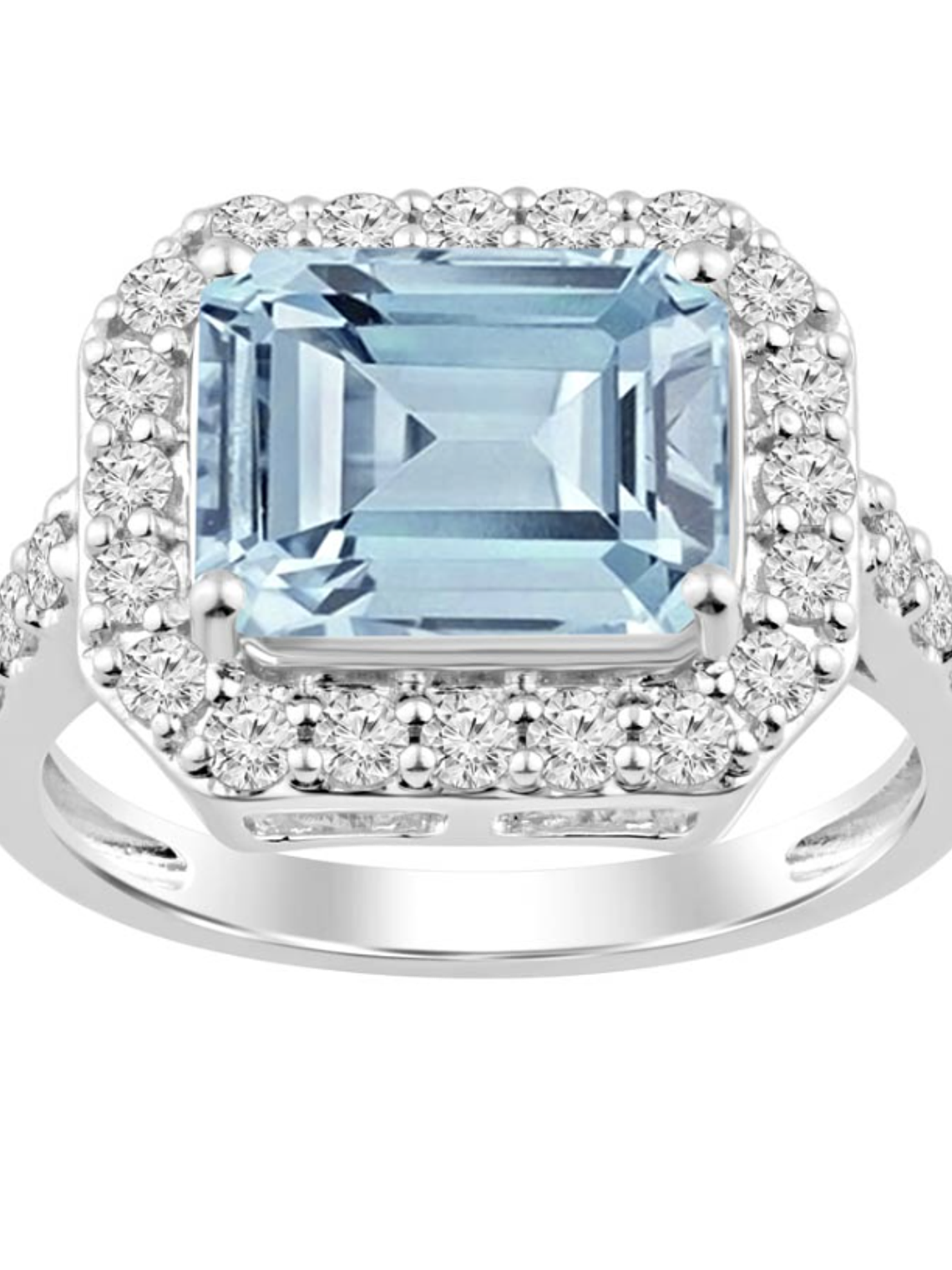 Gran Maxi Anillo Aguamarina y Diamantes en Platino 1