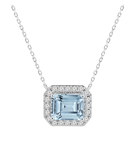 Collar Choker Maxi Aguamarina y Diamantes en Platino 18K