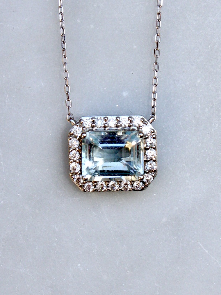 Collar Choker Maxi Aguamarina y Diamantes en Platino 18K 2