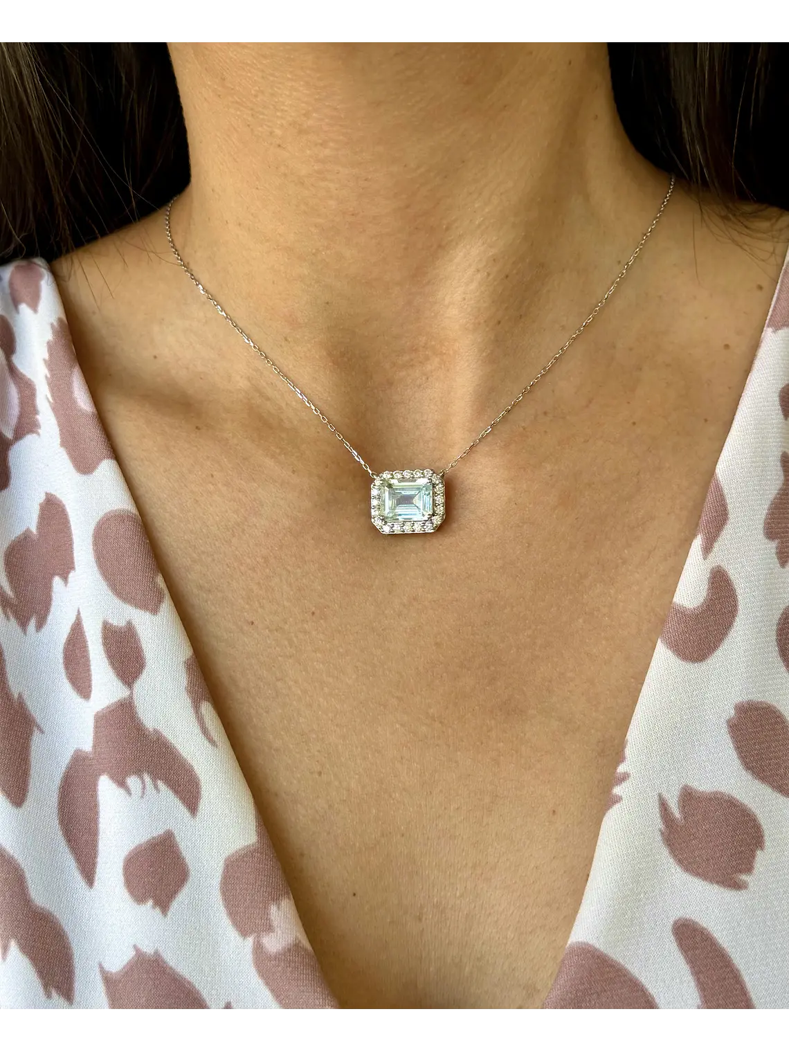 Collar Choker Maxi Aguamarina y Diamantes en Platino 18K 4
