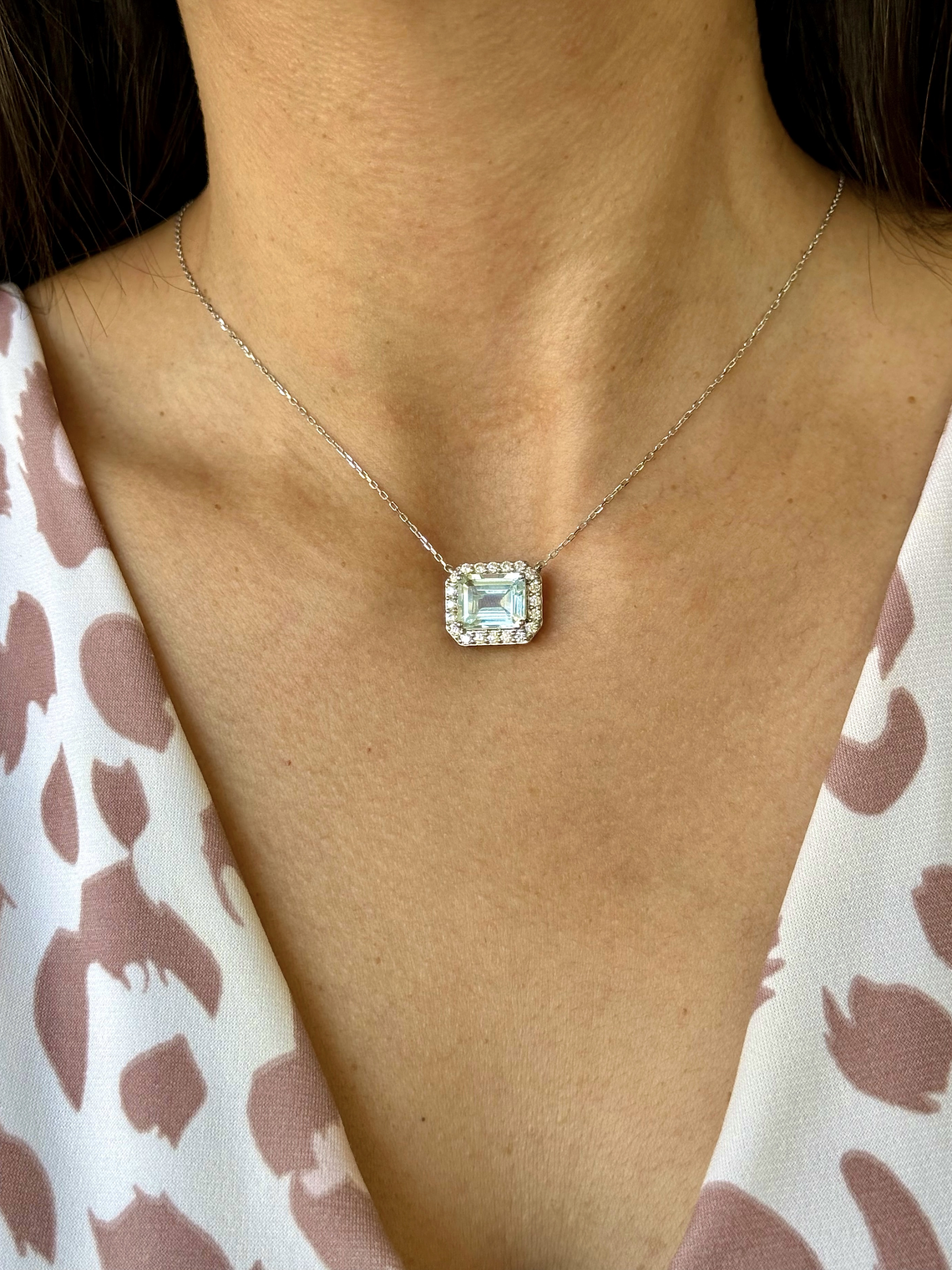 Collar Choker Maxi Aguamarina y Diamantes en Platino 18K 4