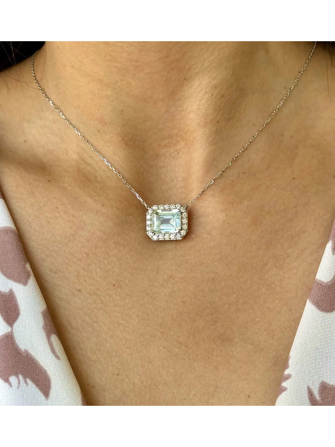 Collar Choker Maxi Aguamarina y Diamantes en Platino 18K 5