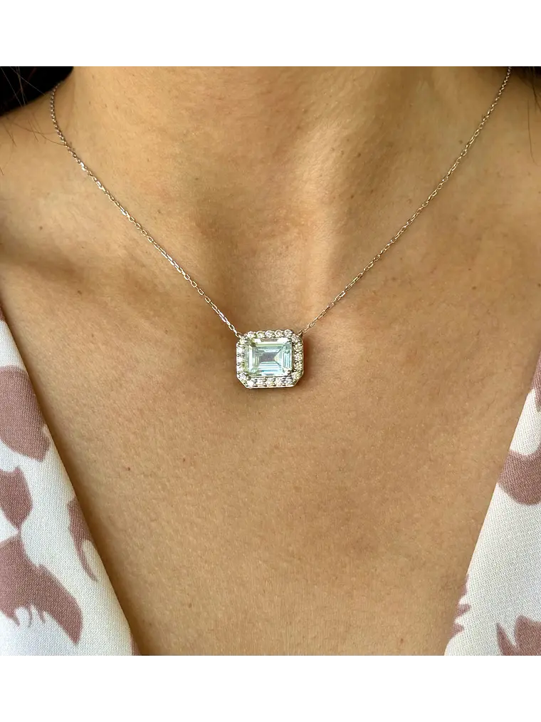 Collar Choker Maxi Aguamarina y Diamantes en Platino 18K 5