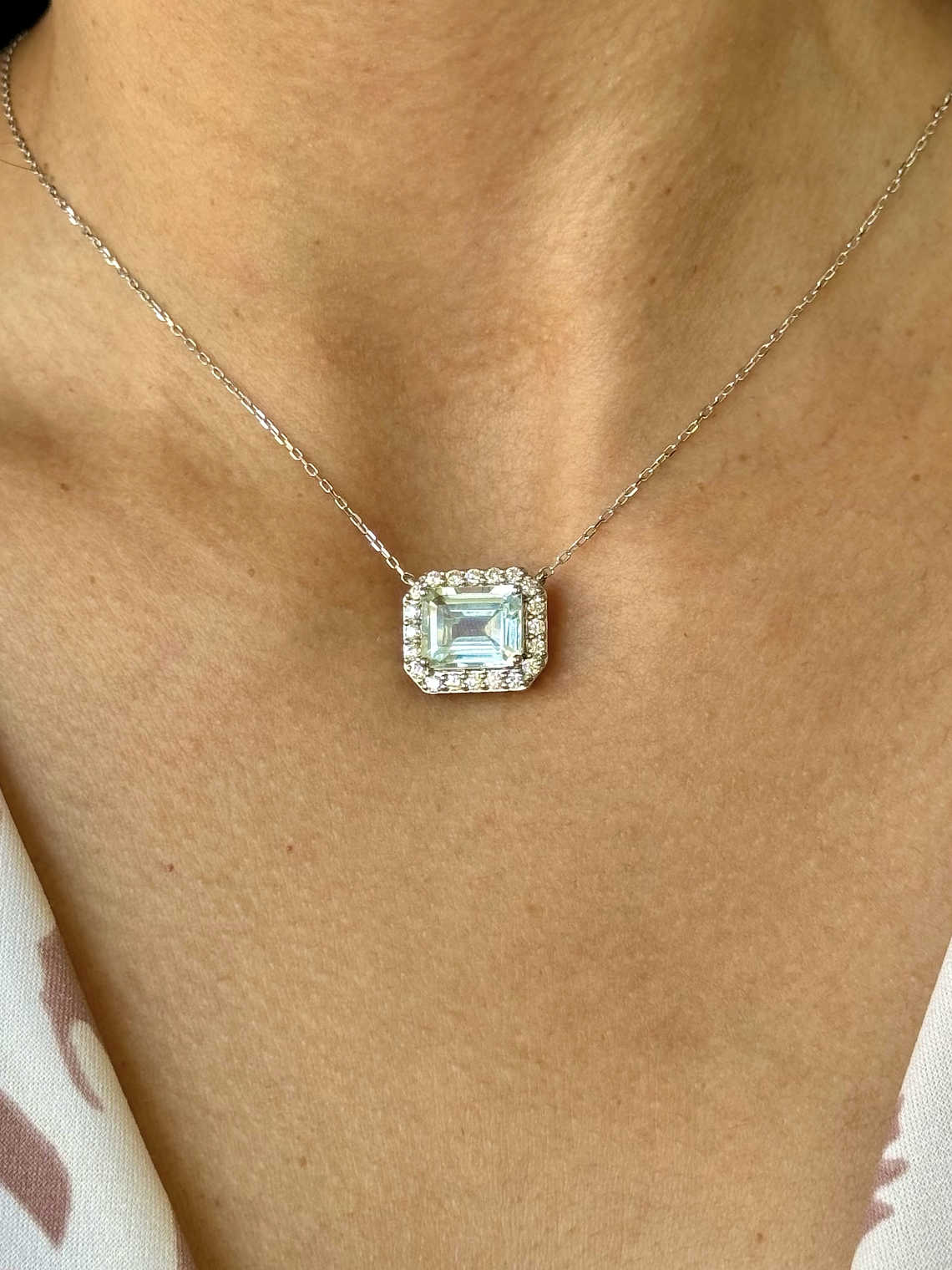 Collar Choker Maxi Aguamarina y Diamantes en Platino 18K 5