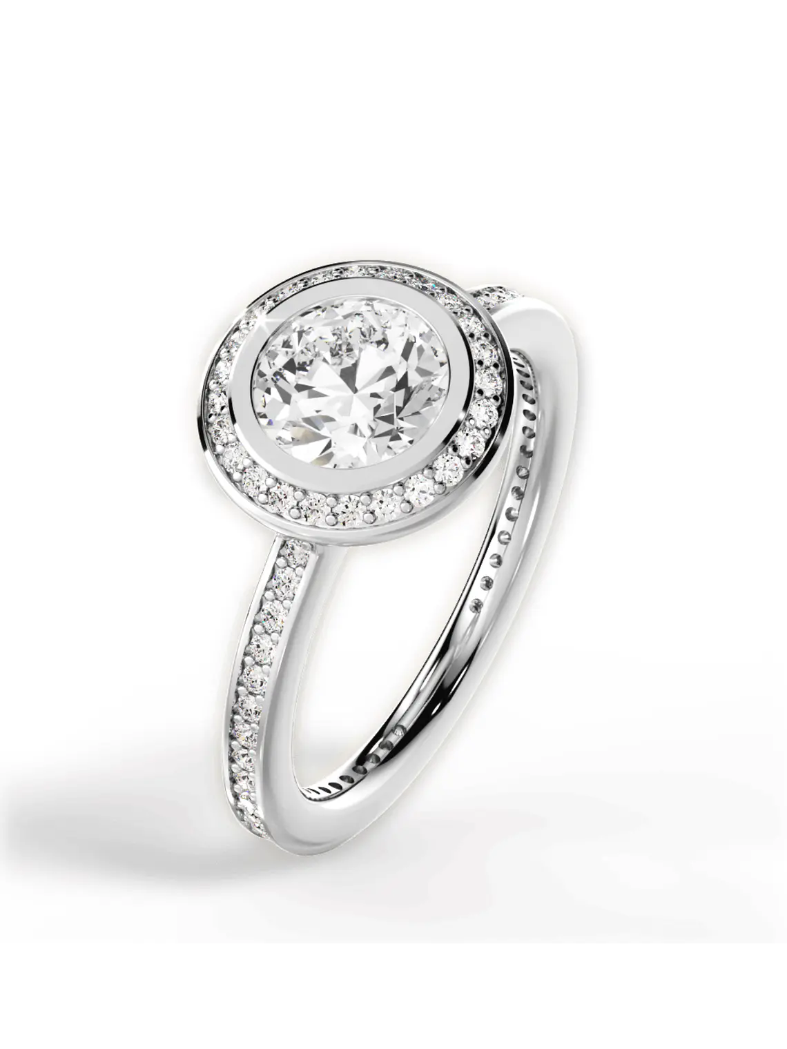 Anillo Solitario + Sinfín Diamantes Naturales en Platino 1