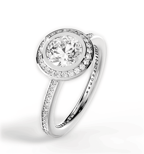 Anillo Solitario + Sinfín Diamantes Naturales en Platino