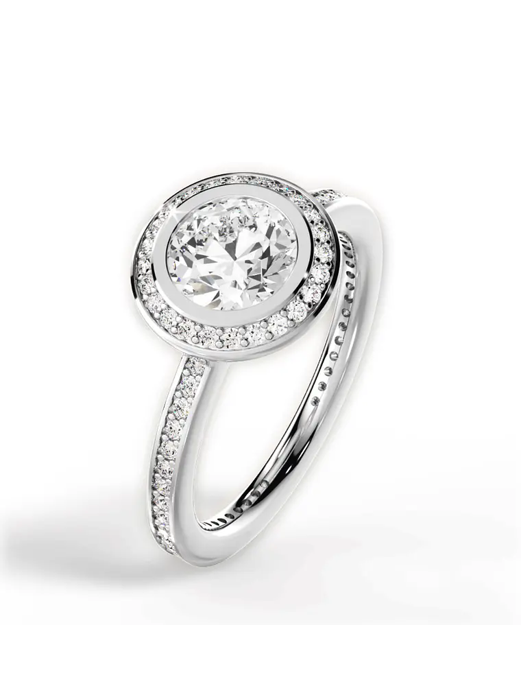 Anillo Solitario + Sinfín Diamantes Naturales en Platino 1