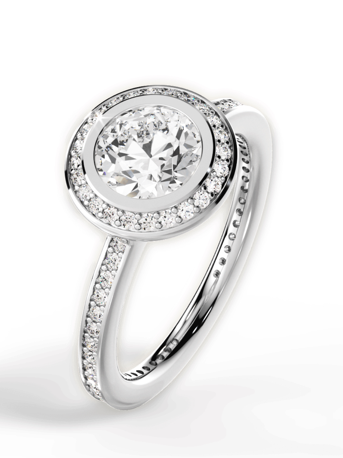 Anillo Solitario + Sinfín Diamantes Naturales en Platino 1