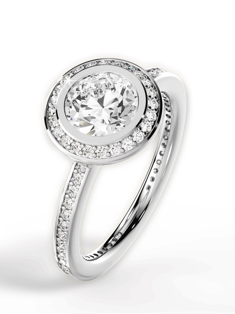 Anillo Solitario + Sinfín Diamantes Naturales en Platino 1