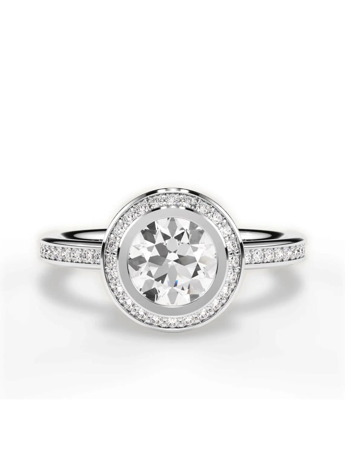 Anillo Solitario + Sinfín Diamantes Naturales en Platino 3