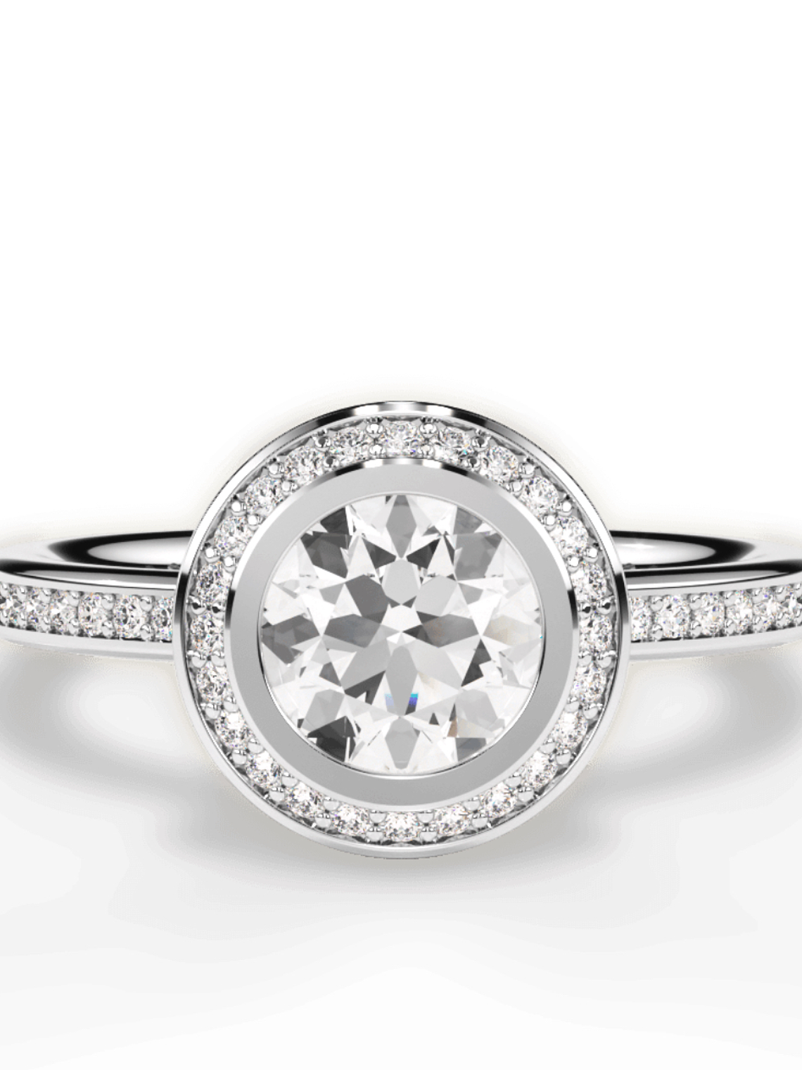 Anillo Solitario + Sinfín Diamantes Naturales en Platino 3