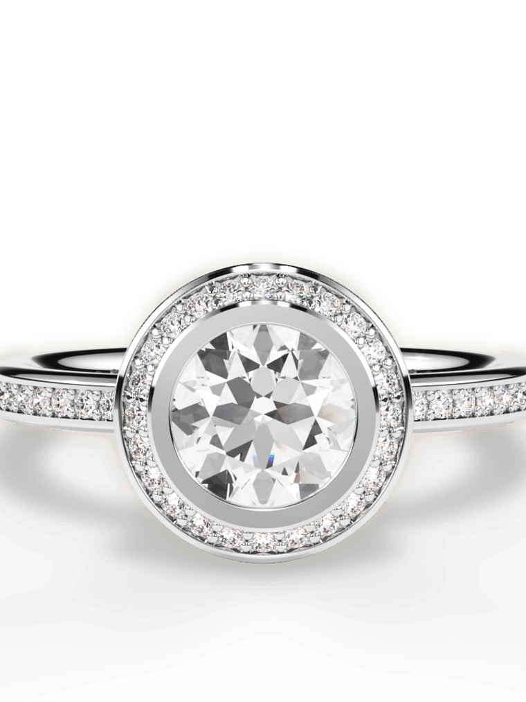 Anillo Solitario + Sinfín Diamantes Naturales en Platino 3