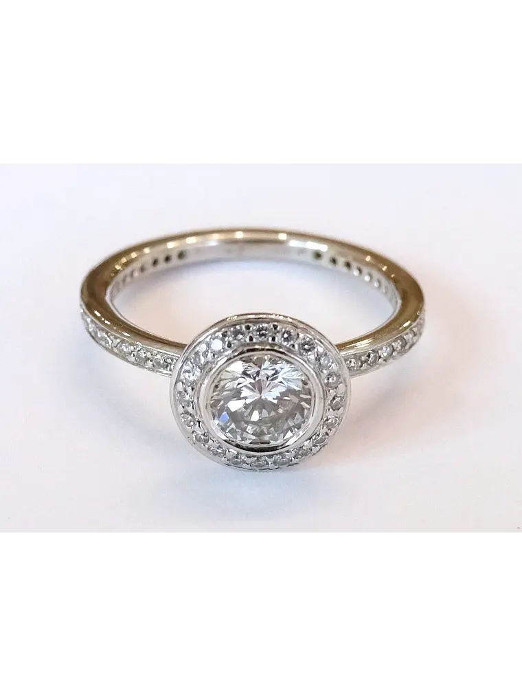 Anillo Solitario + Sinfín Diamantes Naturales en Platino 4