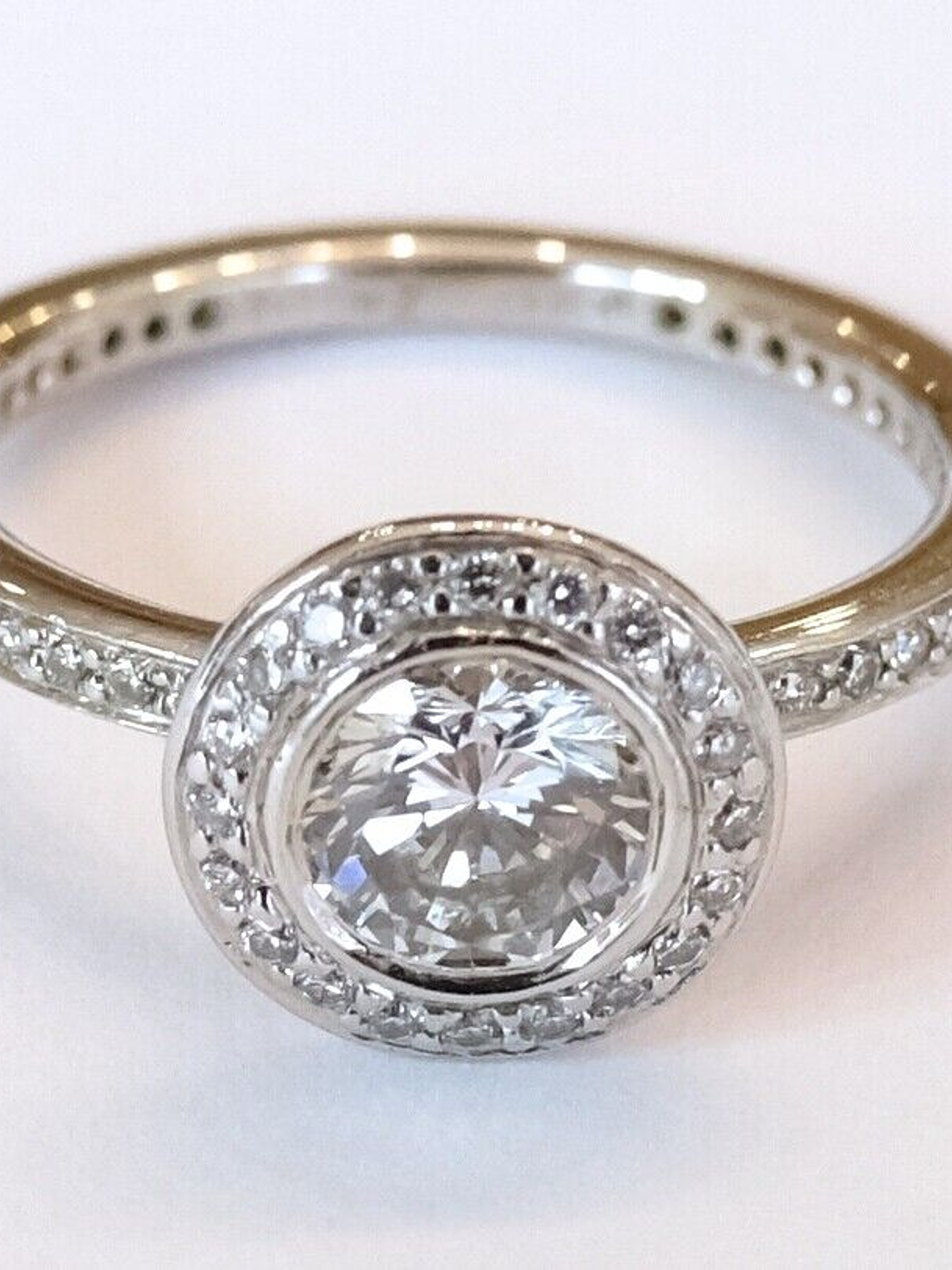 Anillo Solitario + Sinfín Diamantes Naturales en Platino 4