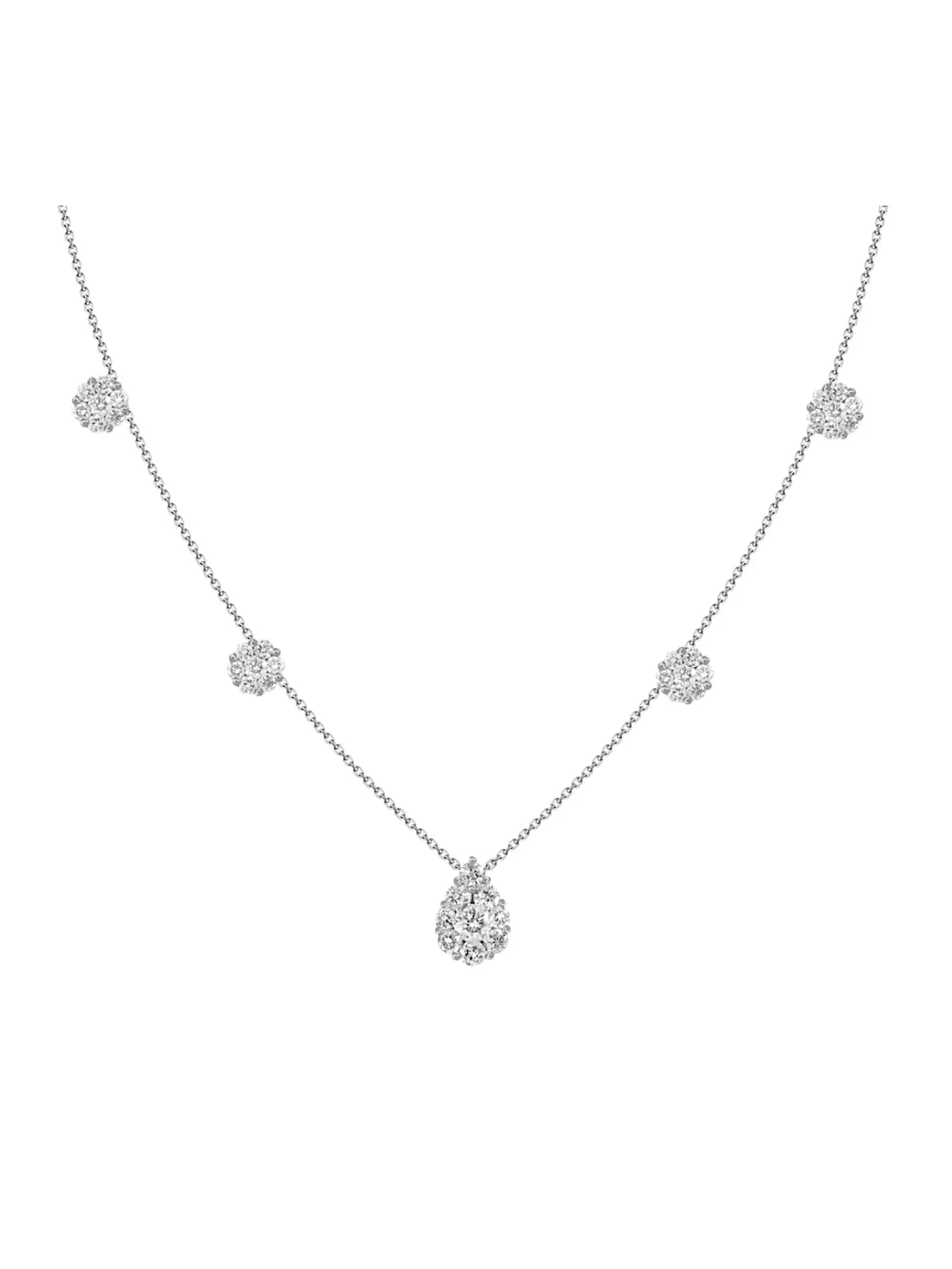 Collar Rosetas Diamantes 100 Puntos Oro Blanco 18K 1