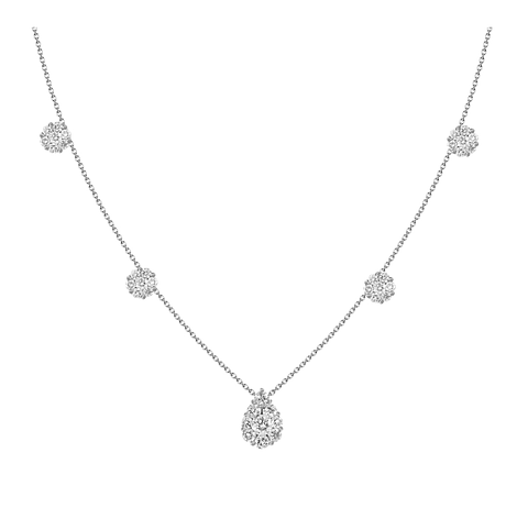 Collar Rosetas Diamantes 100 Puntos Oro Blanco 18K