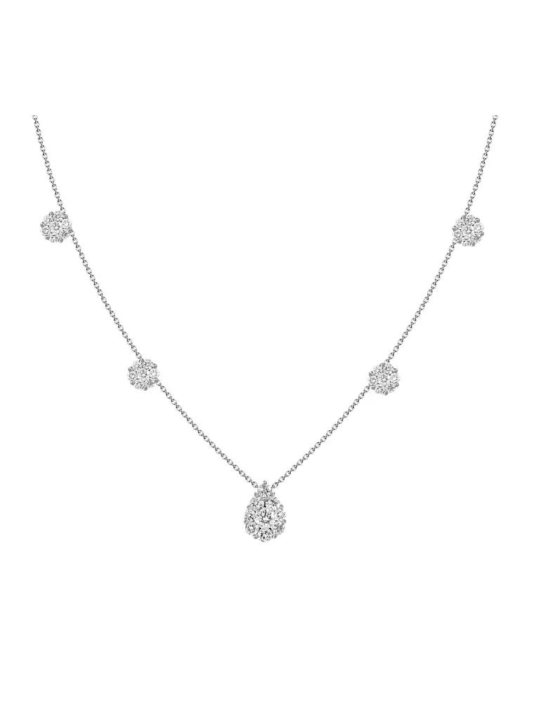 Collar Rosetas Diamantes 100 Puntos Oro Blanco 18K 1