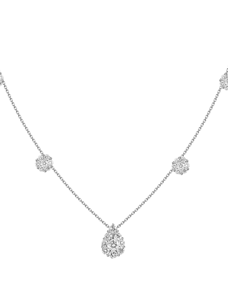 Collar Rosetas Diamantes 100 Puntos Oro Blanco 18K 1