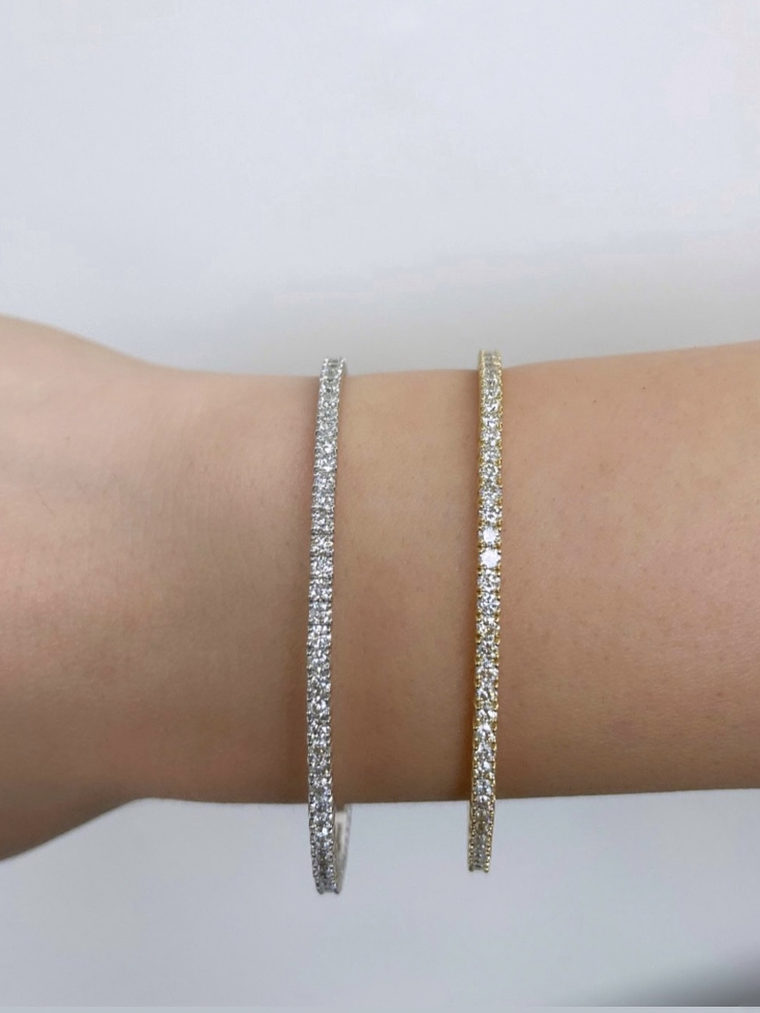 Maravillosa Esclava Flexible Irrompible Diamantes en Oro Blanco 18K 3