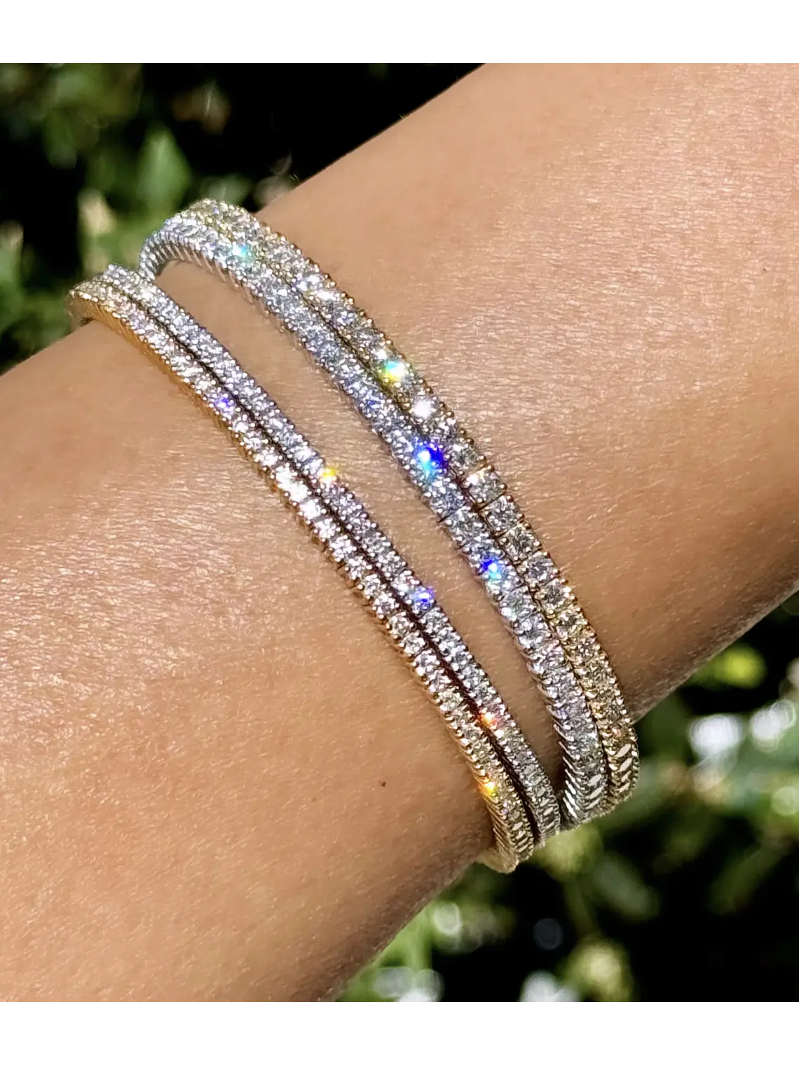 Maravillosa Esclava Flexible Irrompible Diamantes en Oro Blanco 18K 4
