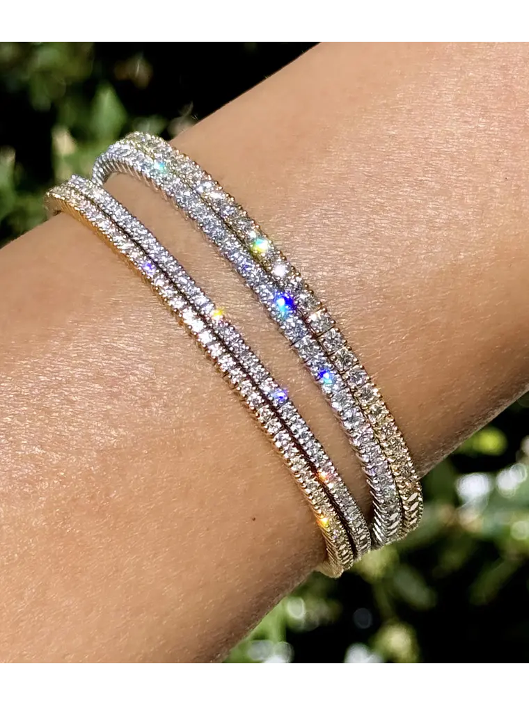 Maravillosa Esclava Flexible Irrompible Diamantes en Oro Blanco 18K 4
