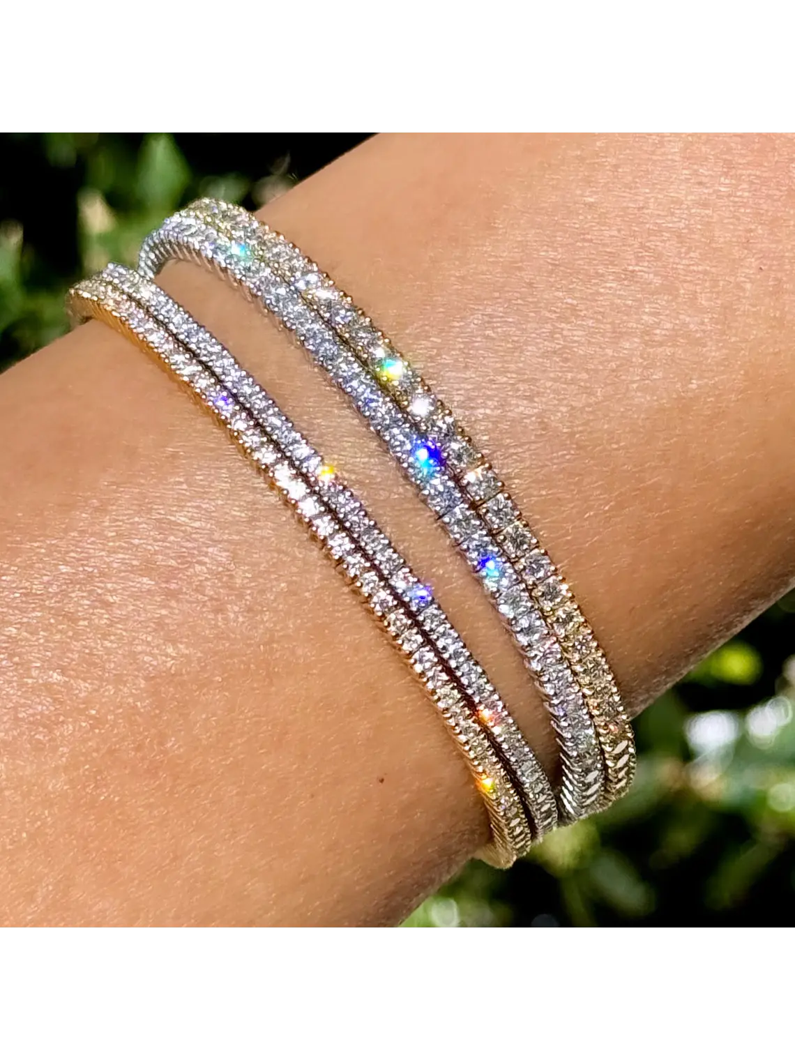 Maravillosa Esclava Flexible Irrompible Diamantes en Oro Blanco 18K 1