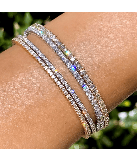 Maravillosa Esclava Flexible Irrompible Diamantes en Oro Blanco 18K