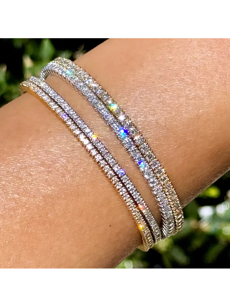 Maravillosa Esclava Flexible Irrompible Diamantes en Oro Blanco 18K 1