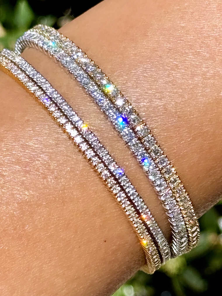 Maravillosa Esclava Flexible Irrompible Diamantes en Oro Blanco 18K 1