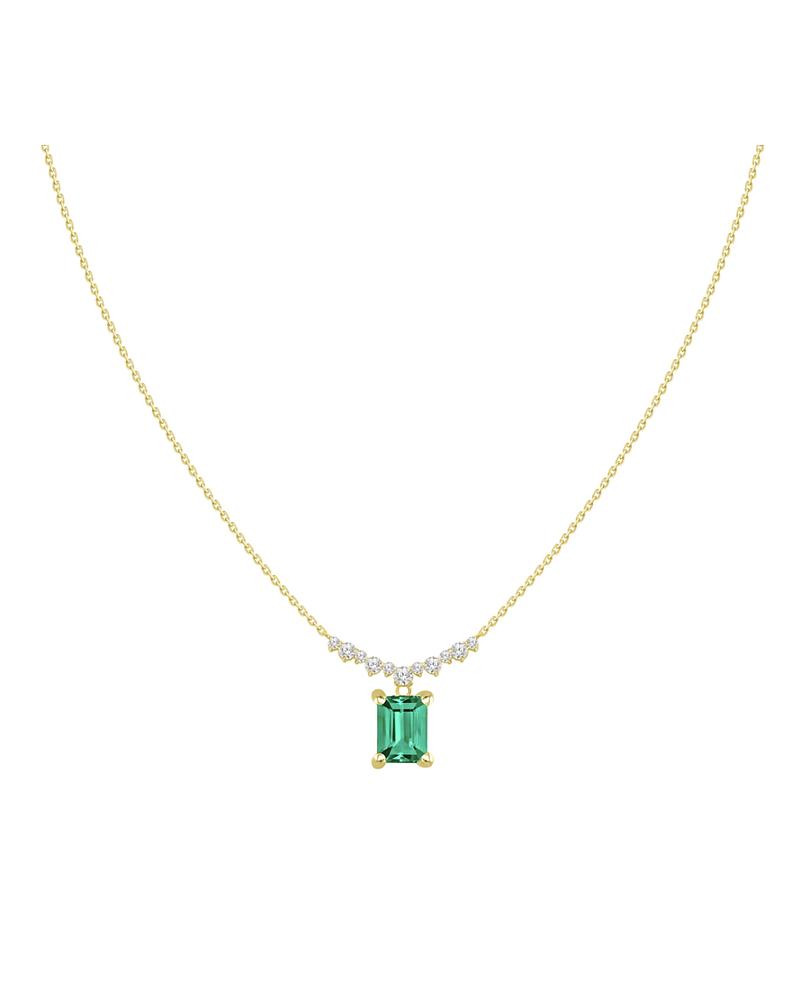 Collar Gran Esmeralda y Diamantes en Oro Amarillo 18K